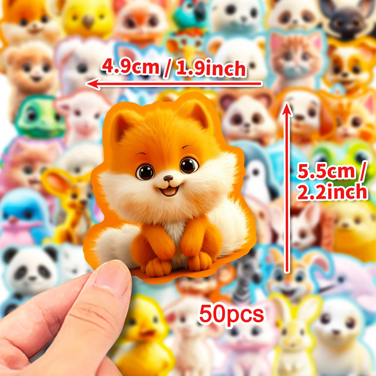 

Наклейки с 3D-изображениями животных для поощрения в классе, 50 шт., экологичные, из ПВХ, самоклеящиеся, для детских праздников и поделок