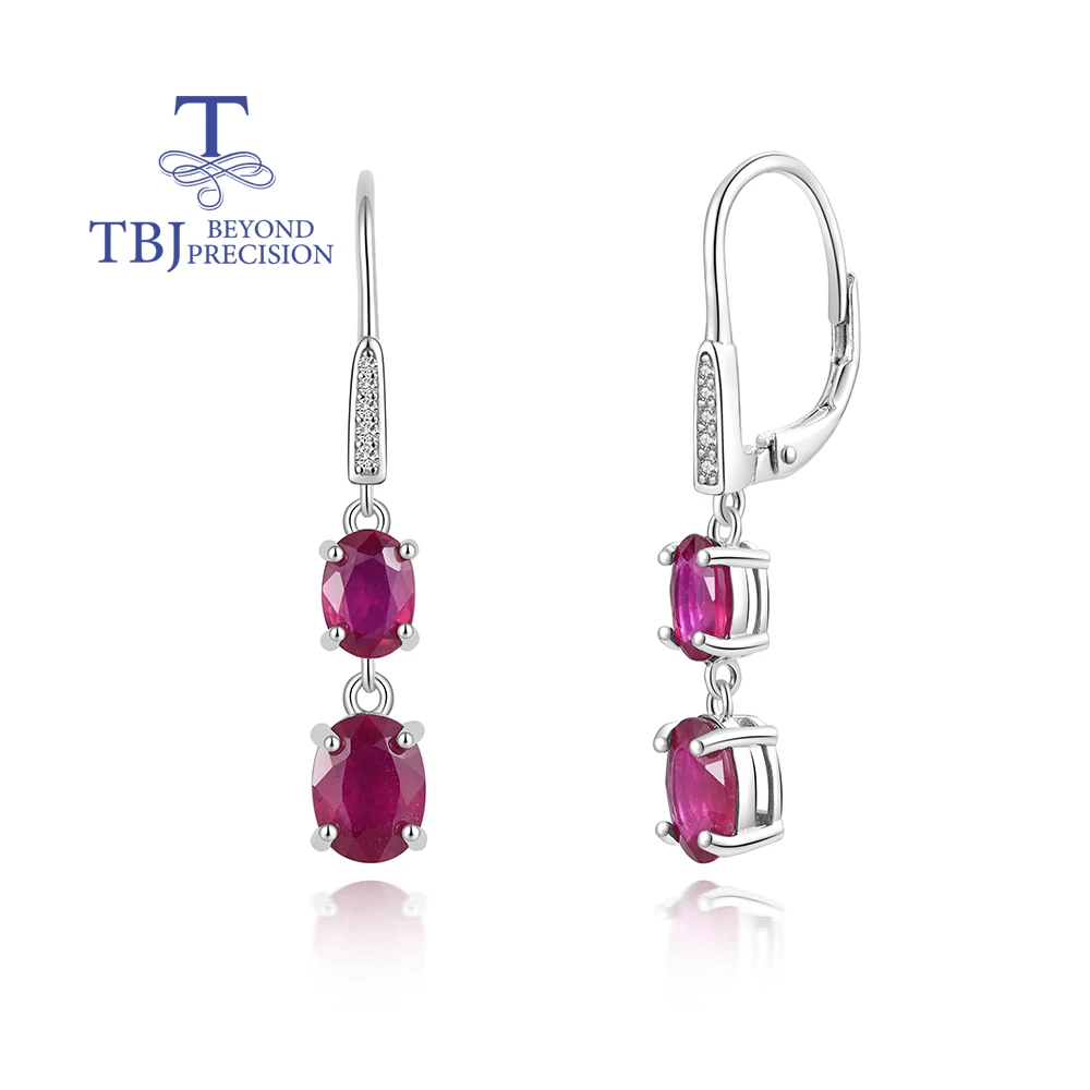 

Light Luxury precious July Birthstone Natural filled Ruby Earrings S925 silver Ladies Anniversary & Banquet & Birthday gift