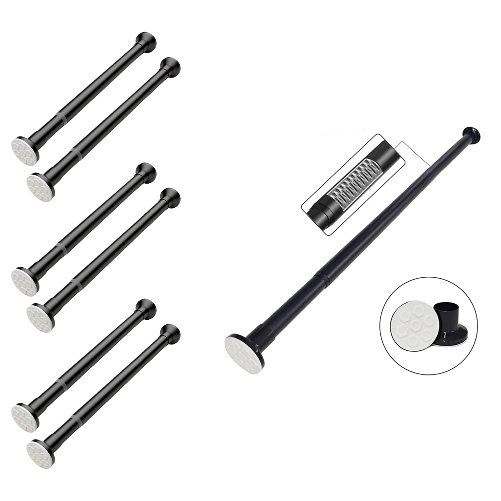 

Натяжной карниз для душа без сверления, держатель для душевой штанги от 122 до 142 дюймов, уличные карнизы для окон, дверей, ванной комнаты, патио, улицы