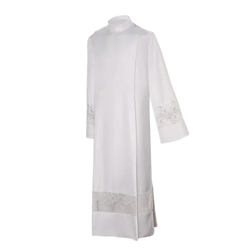 رجال الدين رداء الكاهن زي الدانتيل Surplice كاسوك أبيض طويل ALB الكنيسة الكاثوليكية القس الواعظ أزياء رجال الدين