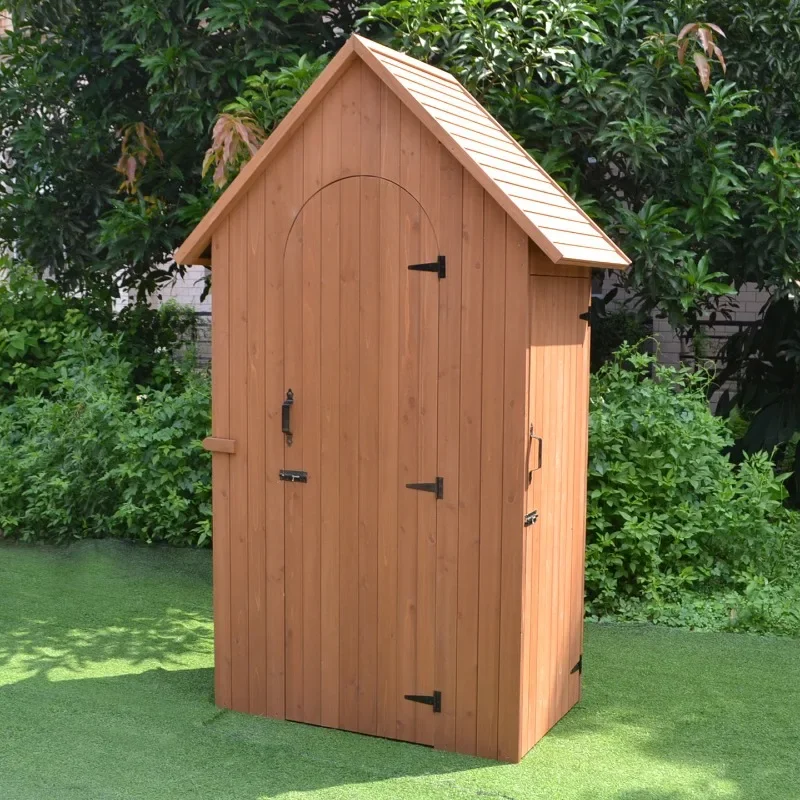 Outdoor solid wood storage cabinet storage and finishing, enlarged and thickened tools and sundries, old money wind pastoral rai