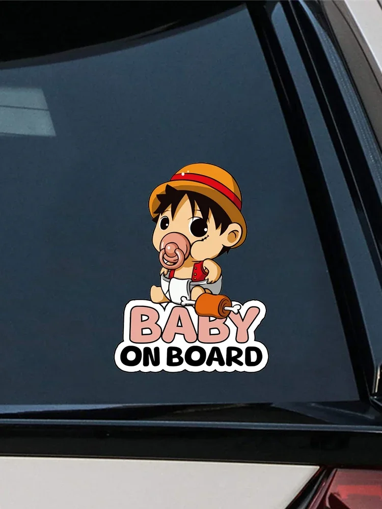 One Piece Monkey D. Luffy Baby an Bord Aufkleber Kinder im Auto Anime Autoaufkleber Roronoa Zoro Baby Aufkleber