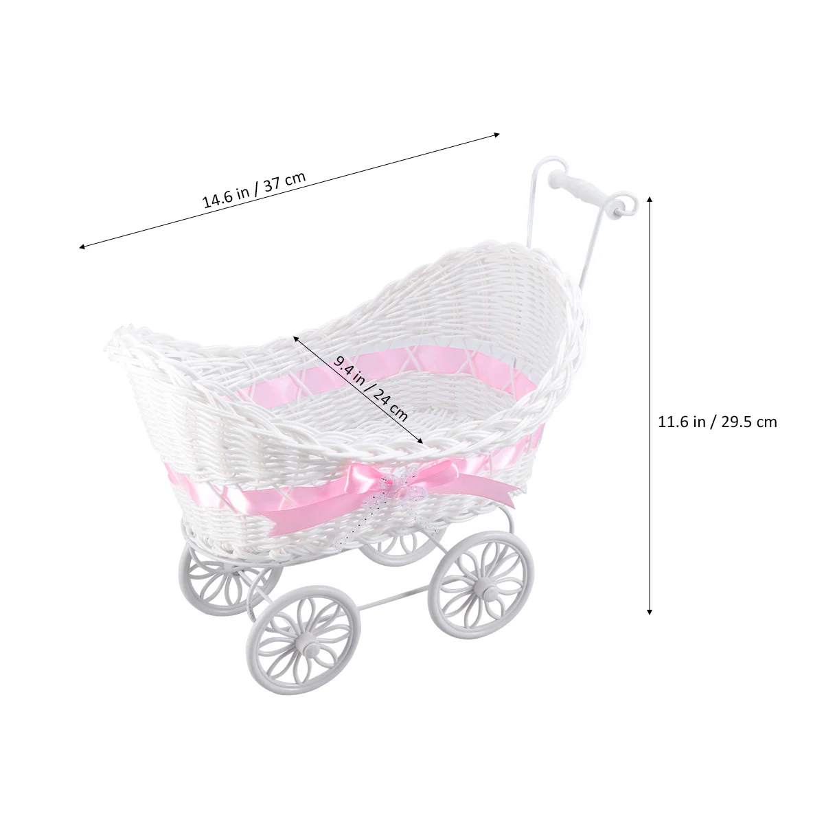 Stroller Flower Basket Mini Toy Pushchairs Knitted Ornaments Rattan Wicker Decoration Wagons