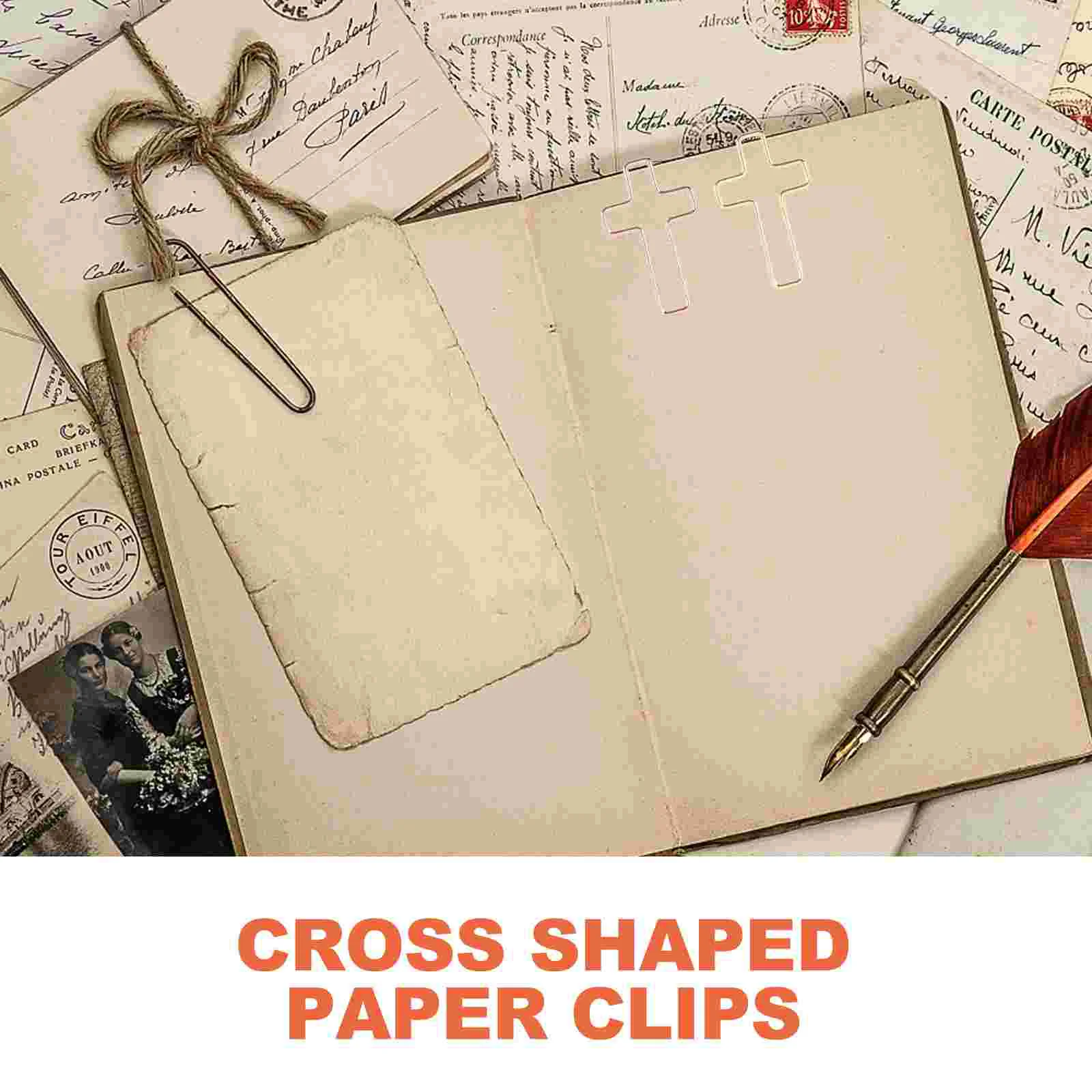 100 Pcs Cross Shaped Paper Clips Crucifix Wall Cross Catholic Decorative Creative Shaped Lovely File Clips Exquisite Document