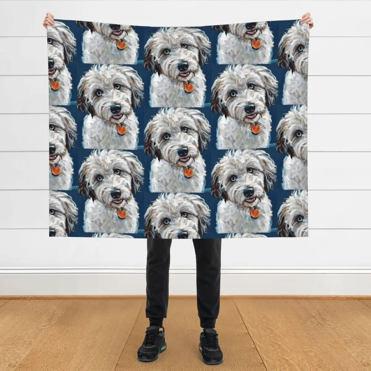 

Cute Blue Eyed Aussiedoodle Throw Blanket Decorative Throw Luxury Designer Hair Blankets