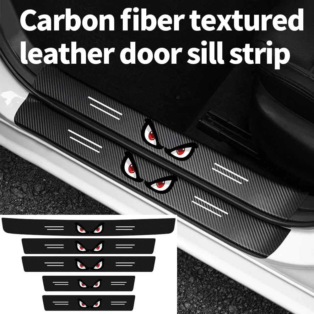 Car Door Sill Strip Red and White Devil Eye Personalized Creative Door Pedal Anti-Scratch Protective Sticker Decoration