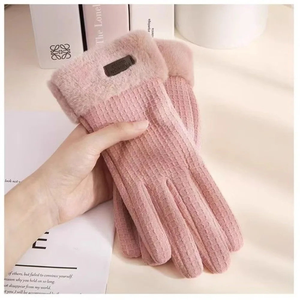

New Plush Winter Gloves Touchable Screen Warm Touch Screen Gloves Waffle Full Finger Full Finger Gloves Gift