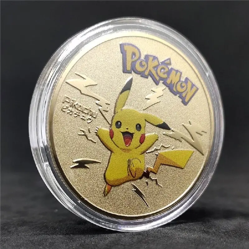 Złota moneta Pokemon zestaw z metalowymi Mewtwo Charizard Pikachu kartka z Anime Pikachu pamiątkowy medalion kolekcjonerski prezent Pokeball