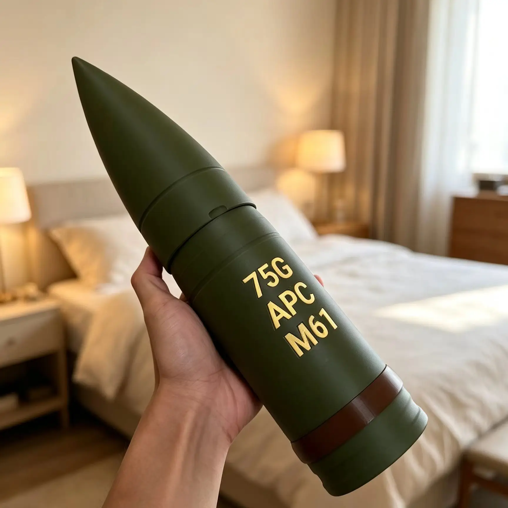 35-Centimeter 3D-Printed Detachable Assembly Model Ornament of WWII Sherman Tank M61 Armor-Piercing Shell