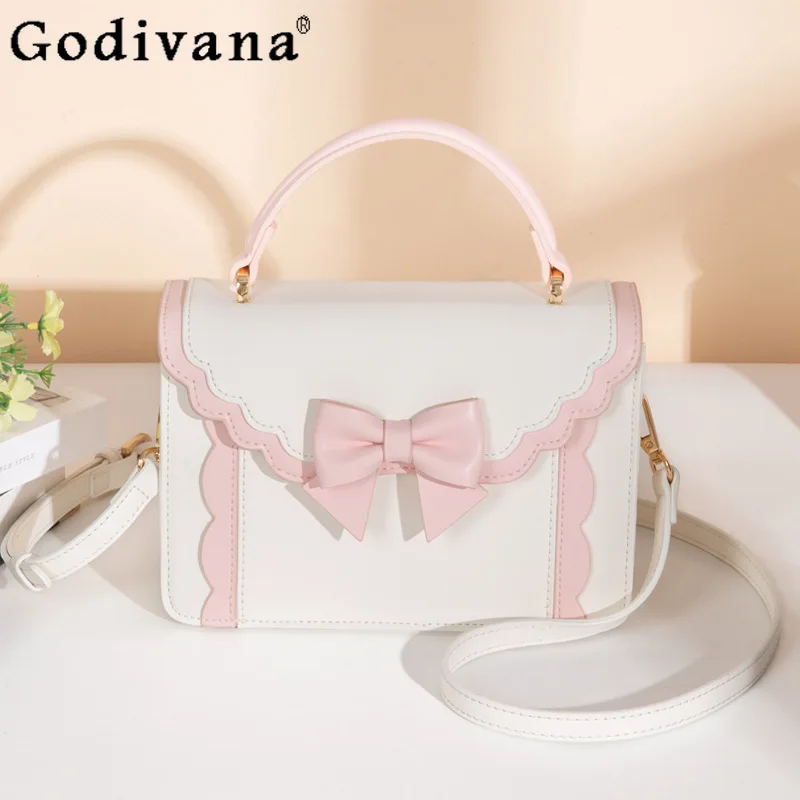 

2025 New Sweet Elegant Lady Bow Lolita Pain Bag Small Capacity Daily Versatile JK Uniform Crossbody Shoulder Bag for Women