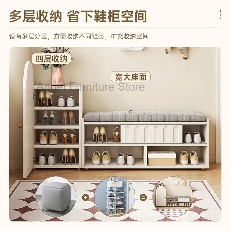 Modern Display Storage Design Shoe Cabinets Stool Wooden Large Size Entrance Hall Shoe Bench Space Saving Scarpiere Furniture