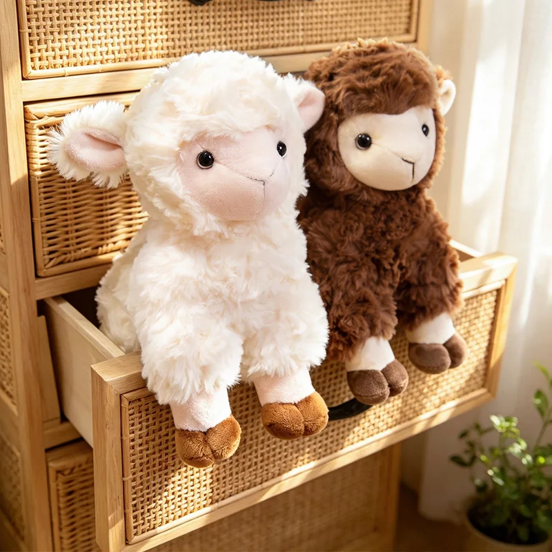 Cartoon Standing Sheep Plush Toy Lovely Curly Wool Lamb Stuffed Animal Doll For Boys Girls Birthday Present Room Ornament