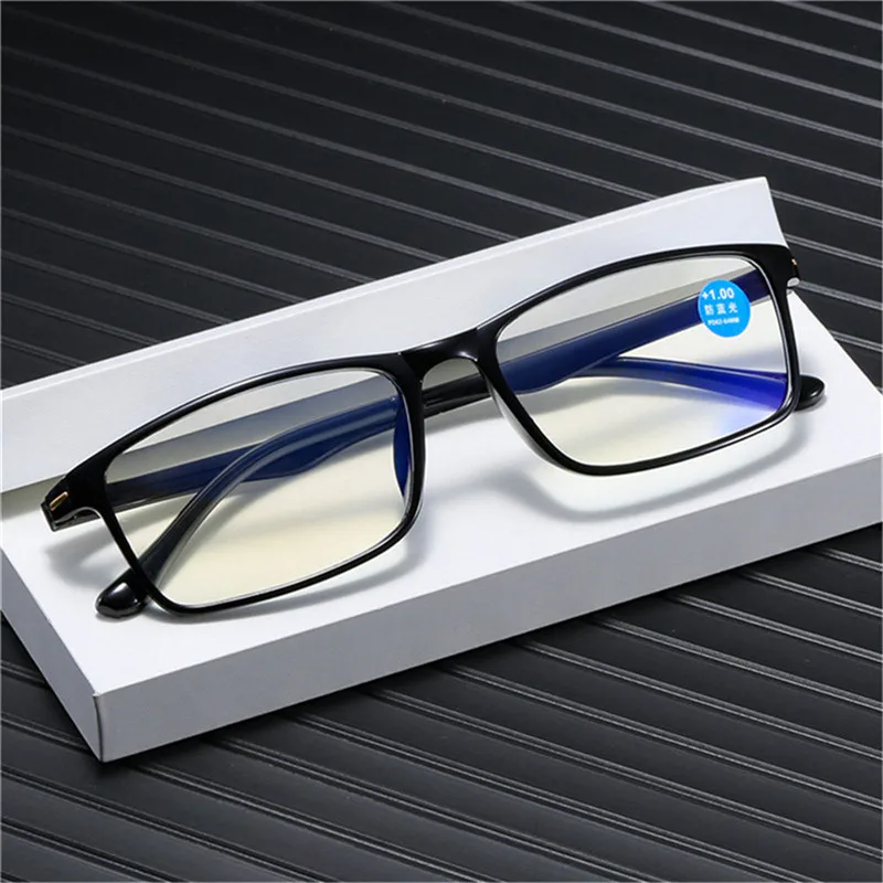 Seemfly Retro Anti Blue Rays Reading Glasses Ultralight TR90 Presbyopia Eyewear Men Optical Spectacle Computer Goggle 0 To +4.0