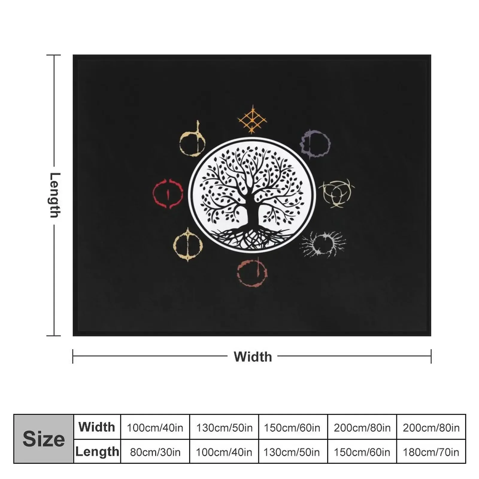 Erdtree with Runes Throw Blanket Warm Winter beds Blankets