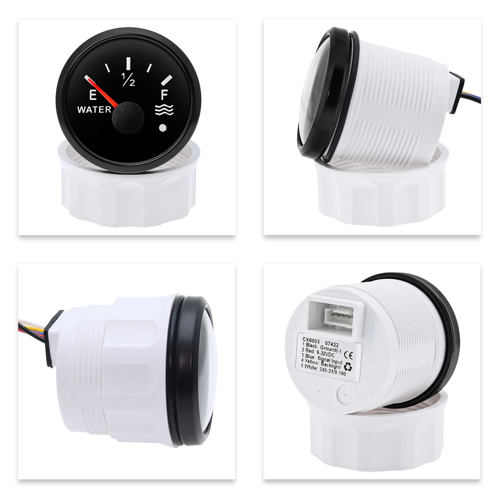 Indicateur de niveau d'eau précieux, jauge de niveau d'eau, signal de rétroéclairage avec alarme, universel Jane Diesel, 0-190ohm, 240-33ohm, 52mm
