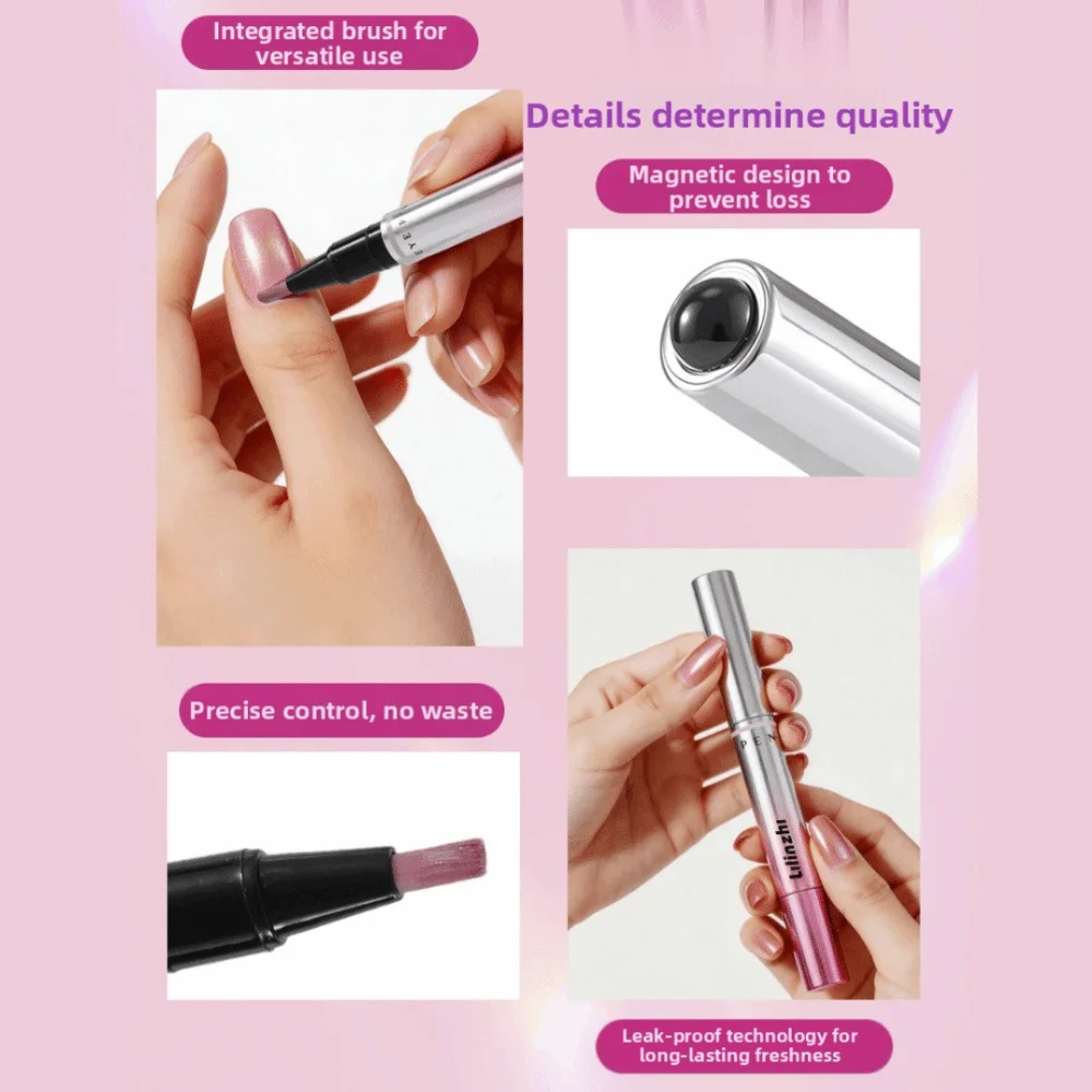 7-in-1 Cat Eye Nail Art Pen Multi-functional Built-in Magnet Magnetic Gel Polish Pen Time Saving Easy To Use Gel Polish Pen
