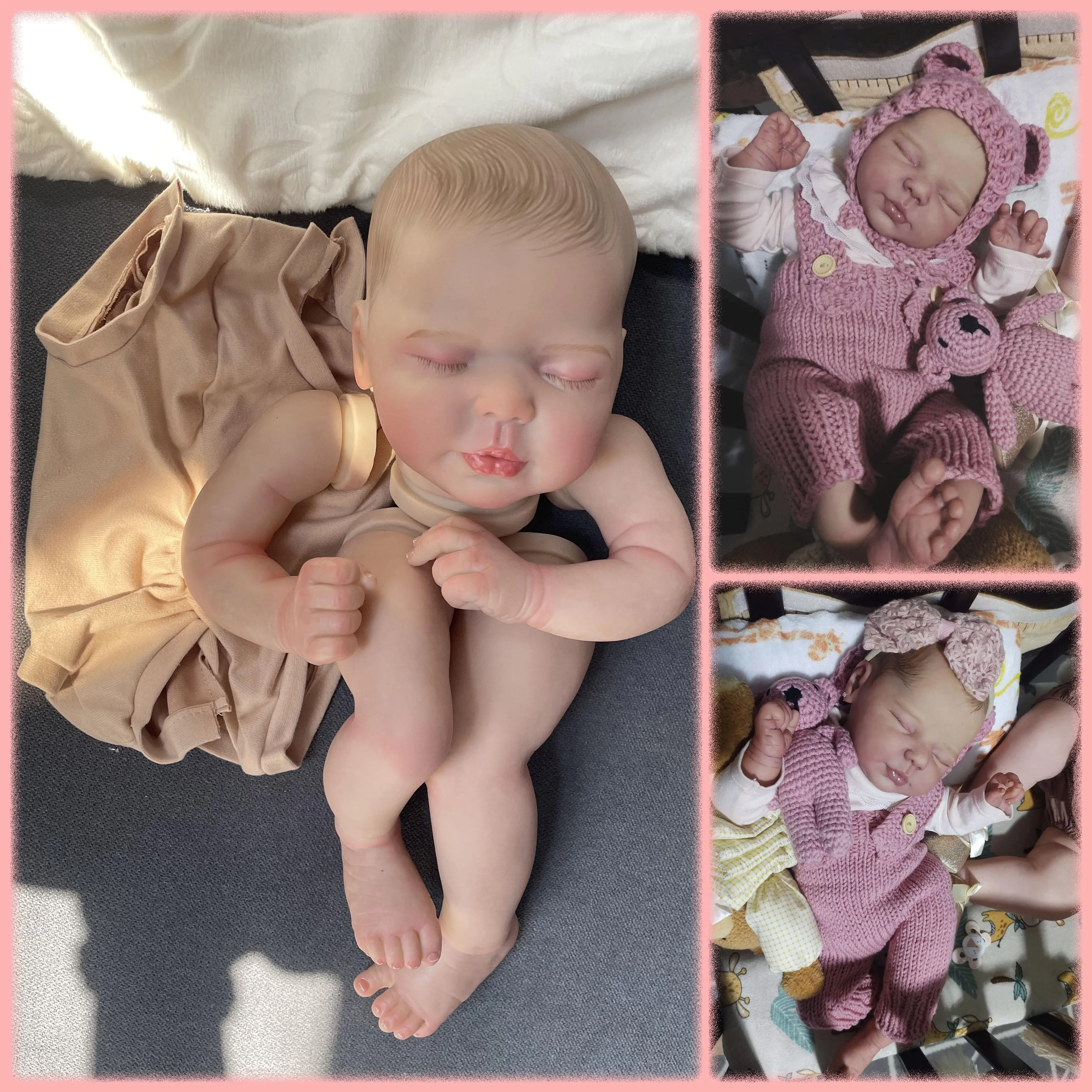 20inch Valentina Sleeping Reborn Doll Kit Lifelike 3D Skin Multiple Layers Painting Doll Parts With Visible Veins Hand Draw Hair