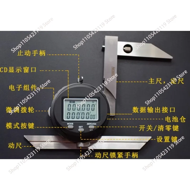 Suitable for Stainless steel high-precision right digital display universal angle ruler 0-360 degree  gauge angle meter