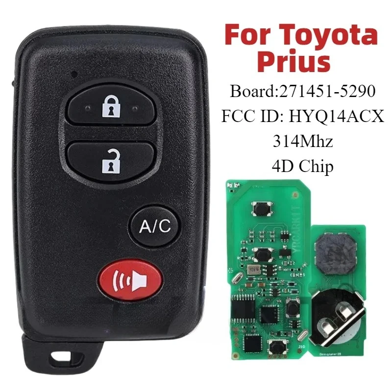 Для Toyota Prius/Plug-In 2010 2011 2012 2013 2014 2015 Автомобильный смарт-ключ дистанционного управления 271451-5290 FCC ID: HYQ14ACX AC