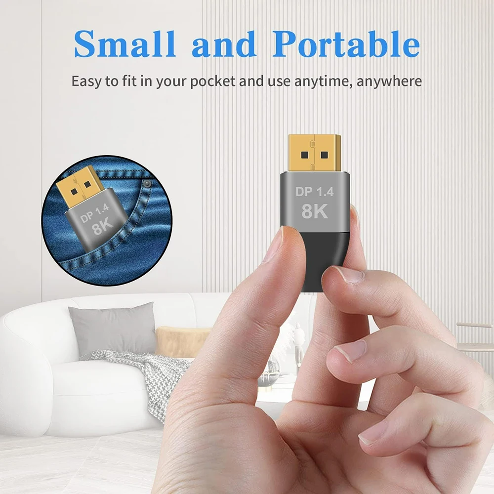 DisplayPort to Mini DisplayPort Adapter 4K 8K60Hz DP1.4 Male to Mini DP Female Bi-Directional Connector for PC Gaming Monitor