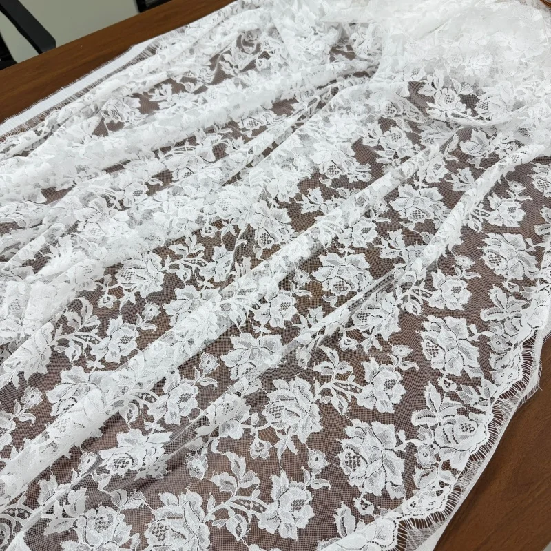 3 Meters Long 1.5 Meters Wide Premium Export Flower Cut Thread Eyelash Lace Fabric Ideal For Clothing Accessories And DIY Crafts