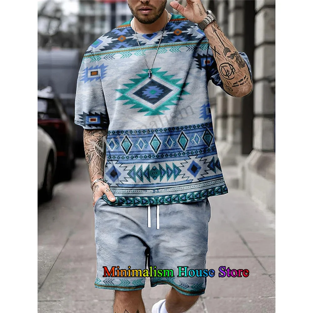 Conjunto de verão masculino moda 2 peças conjunto 3d impressão camiseta shorts calças terno casual agasalho roupas de grandes dimensões conjuntos esportivos vintage