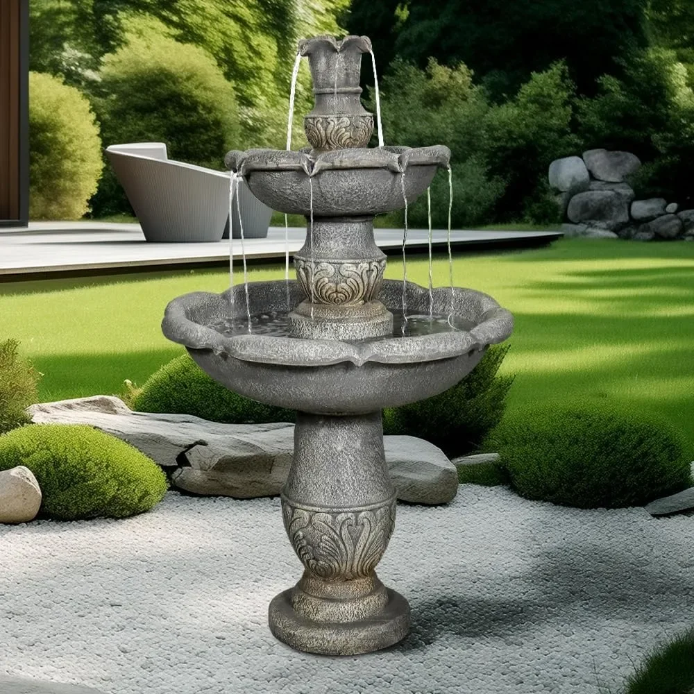 

48.4 "H classical flowerpot shaped top concrete fountain, suitable for outdoor, backyard, garden, and two-story fountains