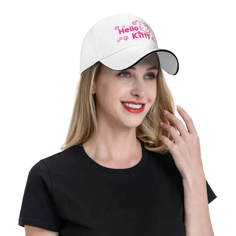 Custom Hello Kitty Drawing Coloring Baseball Cap Sun Protection Women Men's Adjustable Dad Hat