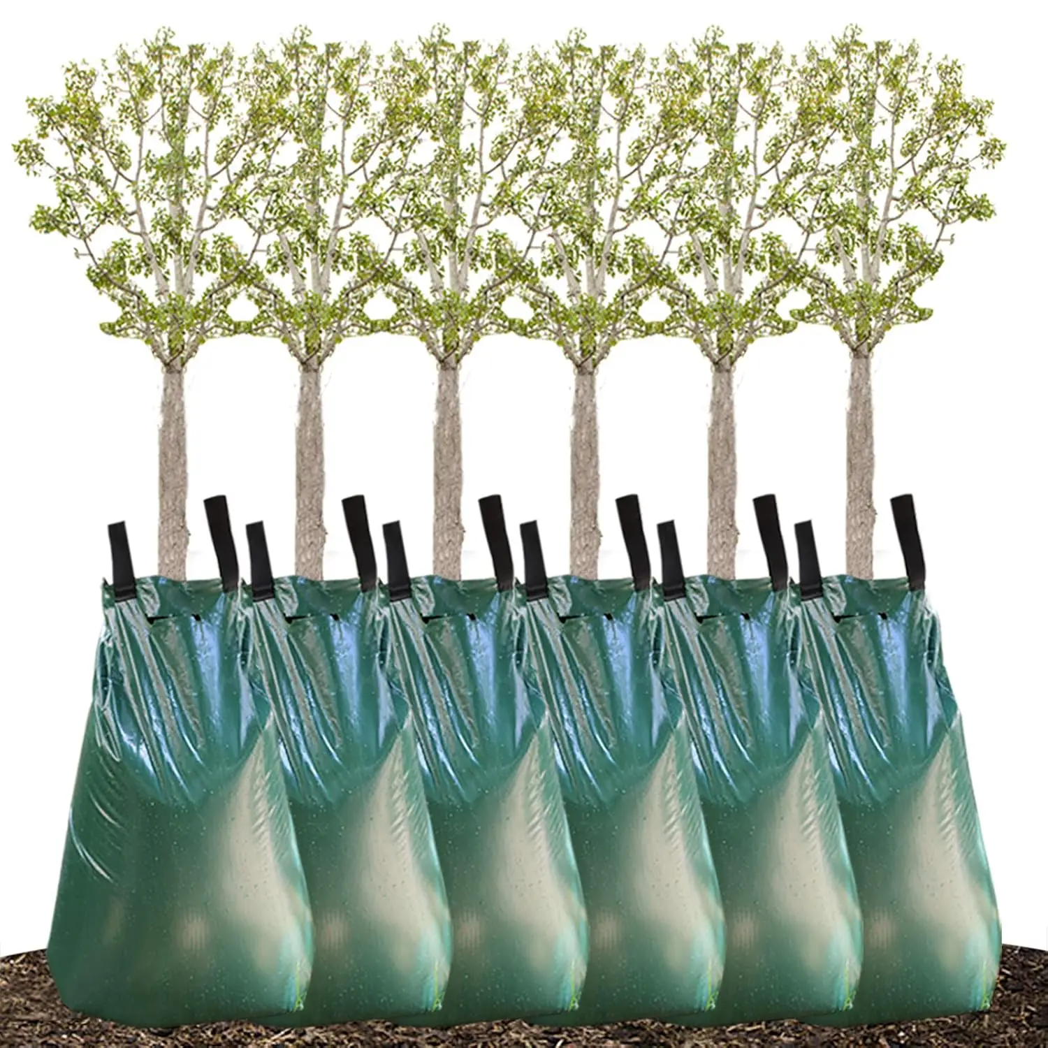 

Мешок для полива деревьев с медленным высвобождением воды, 20 галлонов, из прочного ПВХ с застежкой-молнией для удобного полива (6 штук в упаковке)