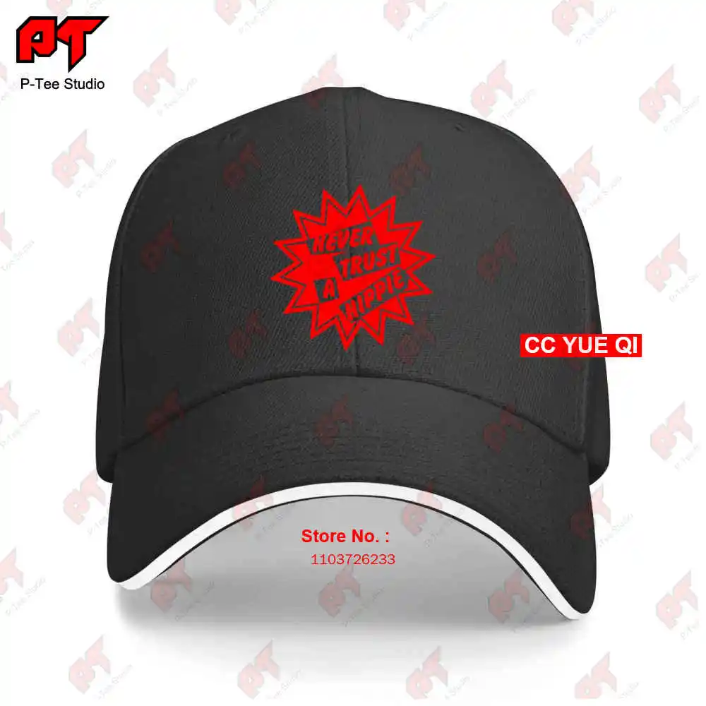 Never Trust A Hippie Punk Sex Pistols Glam Rock Glitter 70S Uk British Classic Pub Baseball Caps Truck Cap YZW5