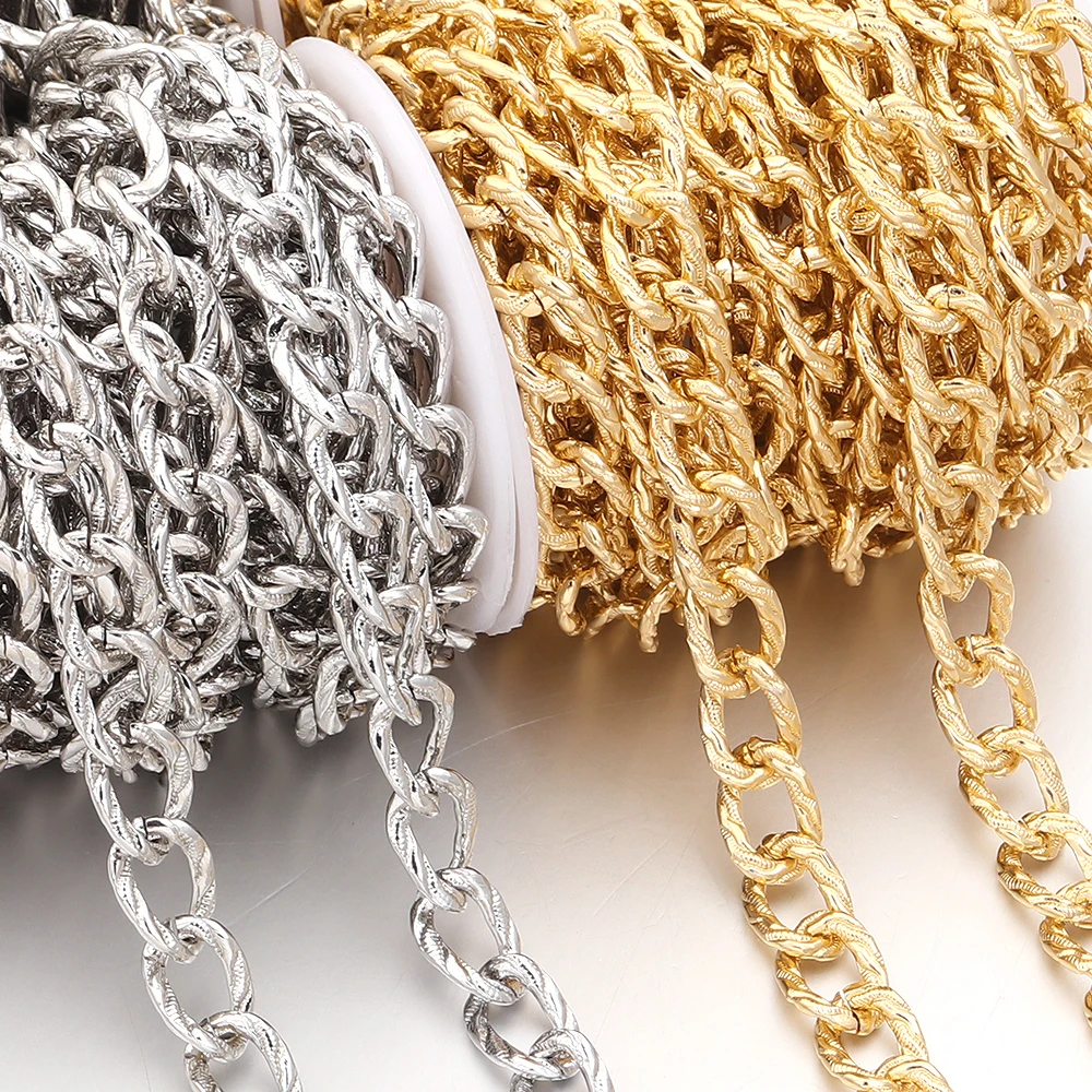 5 Yards/Rolle Aluminium Ketten Gold Silber Farbe Metall Streifen Link Groß Ketten Für Schmuck Machen DIY Armband Halskette zubehör