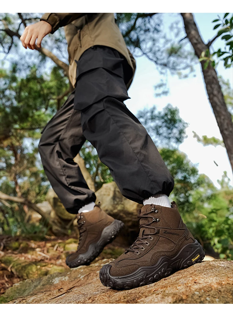Modische Herren-High-Top-Stiefel mit dicker Sohle, abriebfest, bequem und atmungsaktiv, ideal für Outdoor-Abenteuer, Camping und Wandern. – Detail 13
