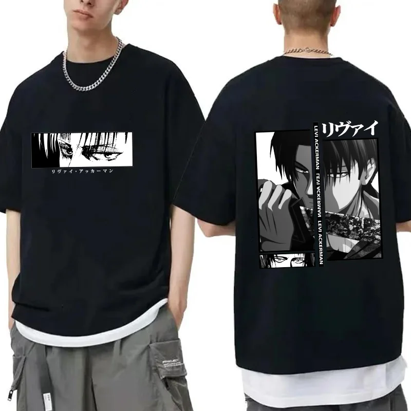 Japanese Anime Levi Ackerman Graphic Printed T-Shirt Street Cool Y2K Harajuku Shirt Levi Ackerman T-Shirt Top