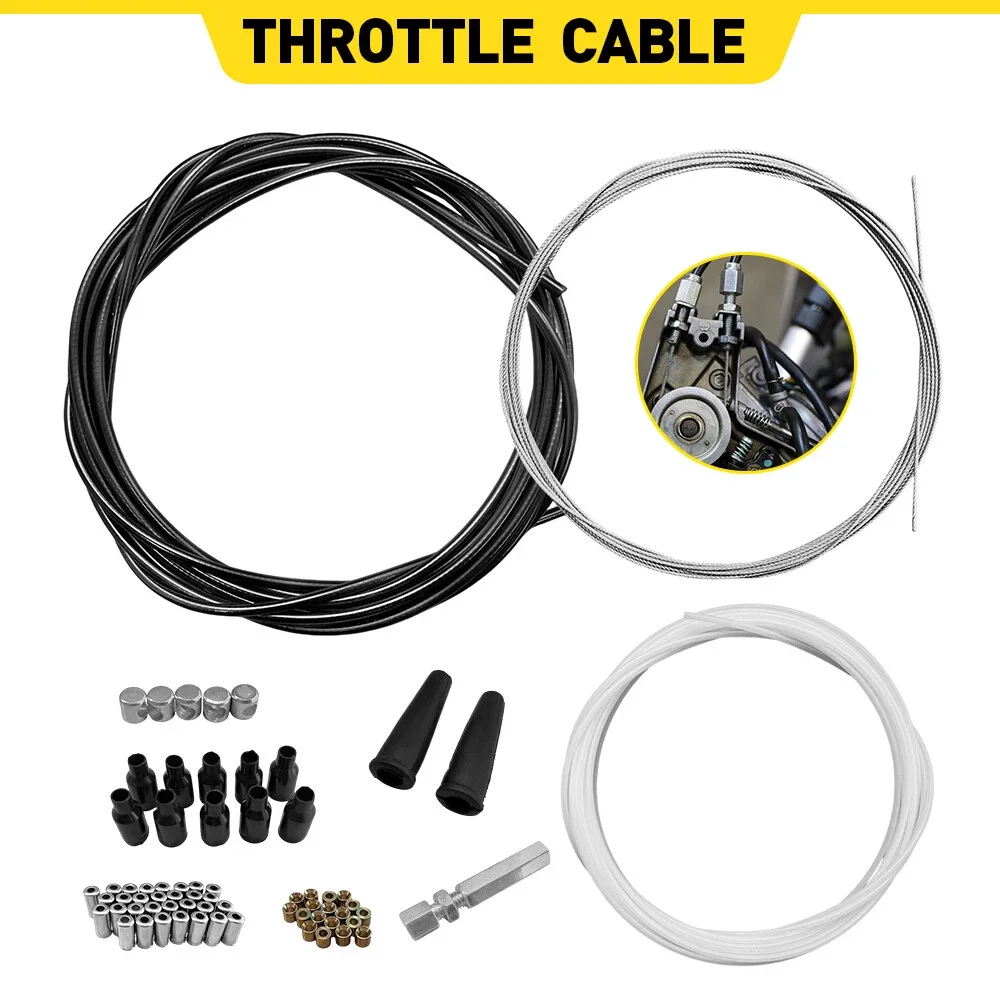 Universal Throttle Cable Kit with 5 Metres for DIY Nipples Ferrules Barrel Nipples Carb Neoprene Boots Mid-Adjuster
