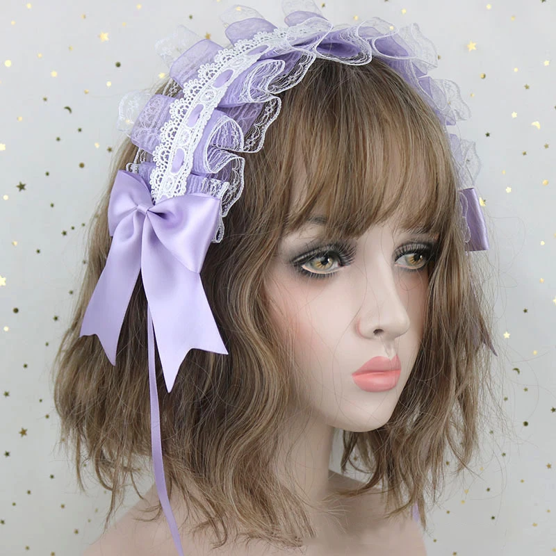 Doux beau bandeau de cheveux Lolita Cosplay femme de chambre bandeaux mignon dentelle ruban nœud papillon bandeau chapeaux cheveux accessoires pour filles cadeau