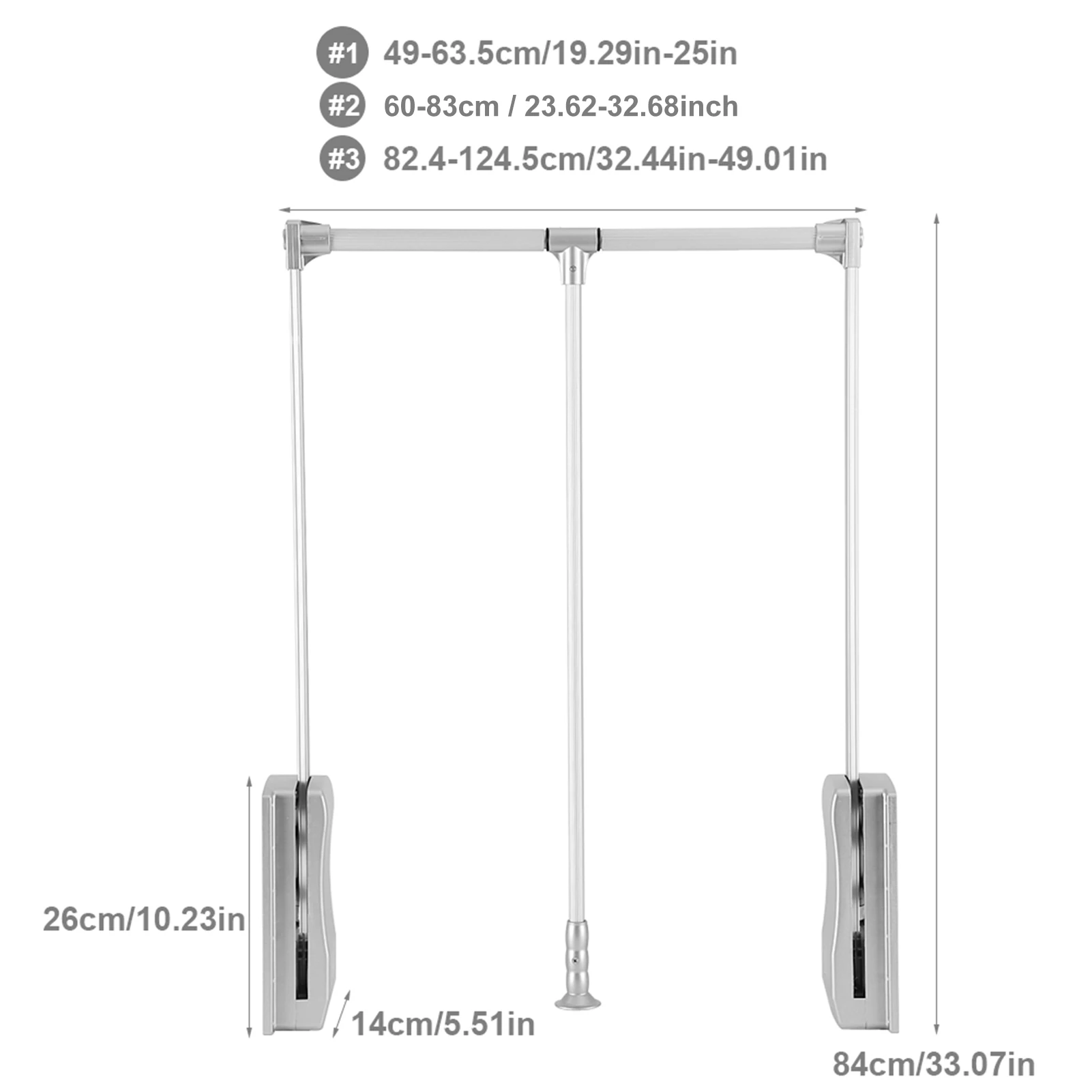 /Pull Down Adjustable Width Wardrobe Clothes Hanging Rail Soft Return Space Saving Adjustable Wardrobe Rail Wardrobe Rail