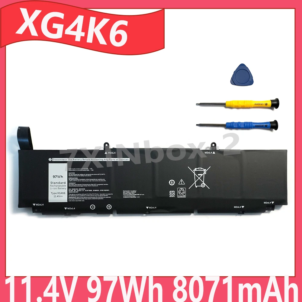 XG4K6 11.4V 97Wh 8071mAh OEM Laptop Battery For Dell XPS 17 9700 9710 Precision 5750 5750 Series 01RR3 F8CPG 0F8CPG