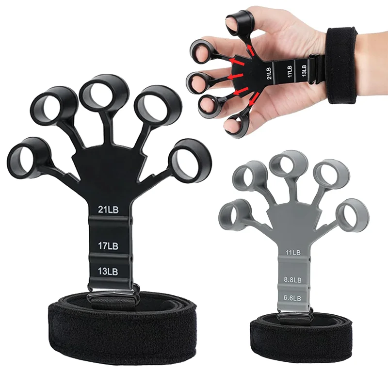 Grip Strength Trainer Finger Hand Exerciser Strengthener Wrist Training with 6 Resistant Level Finger Flexion Extension