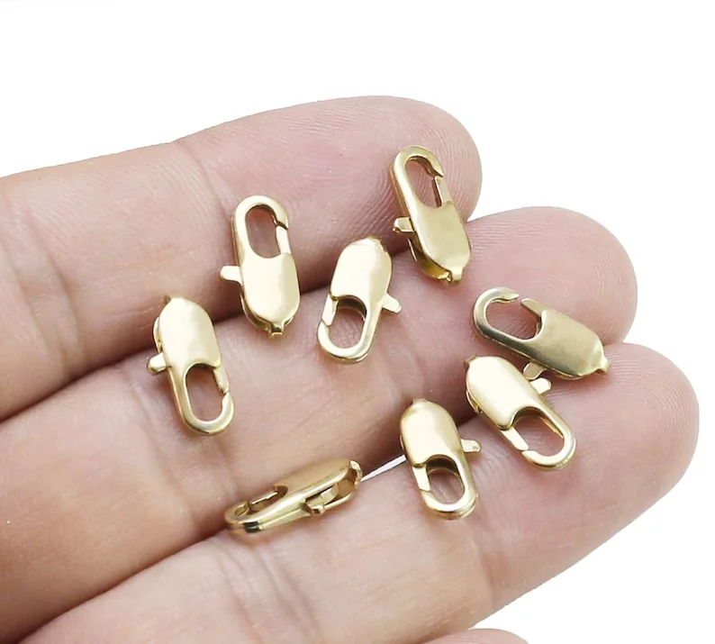 20 piezas de cierres de langosta de latón, cierres de garra de latón sin pulir, cierres para pulseras, conectores de cadena, para fabricación de joyas, 10mm 12mm 14mm -R201