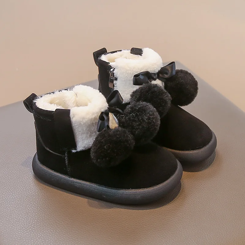 أحذية شتوية من الفرو الصناعي للفتيات 2025 موضة أحذية الثلج للفتيات المراهقات سميكة ودافئة أحذية أطفال من الفرو أحذية قطنية للأطفال #5