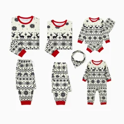 PatPat Christmas Family Matching Snowflake/Reindeer Pattern Pajamas Outfits with Pockets and Drawstring ( Flame Resistant )