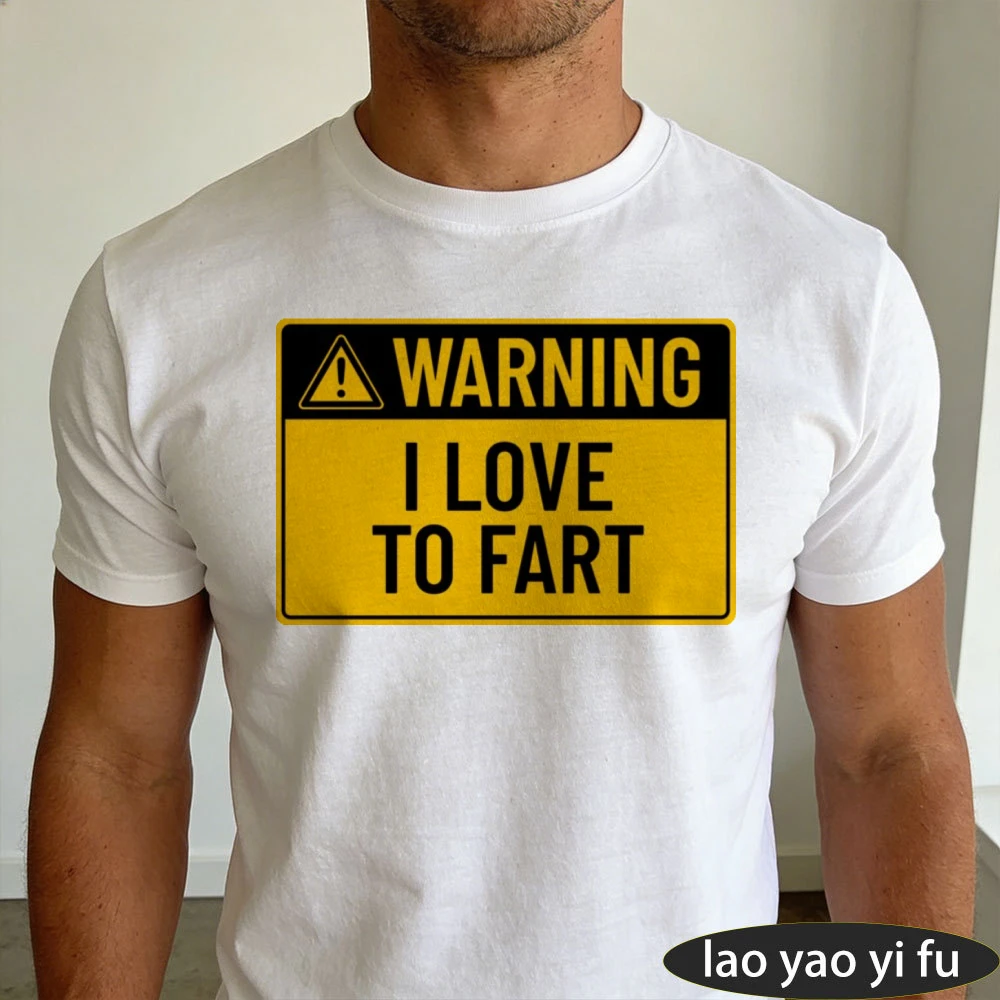 T-shirt en coton pour homme, motif signalisation routière jaune « I Love To Fart », humoristique et original, à manches courtes, pour l'été et le quotidien
