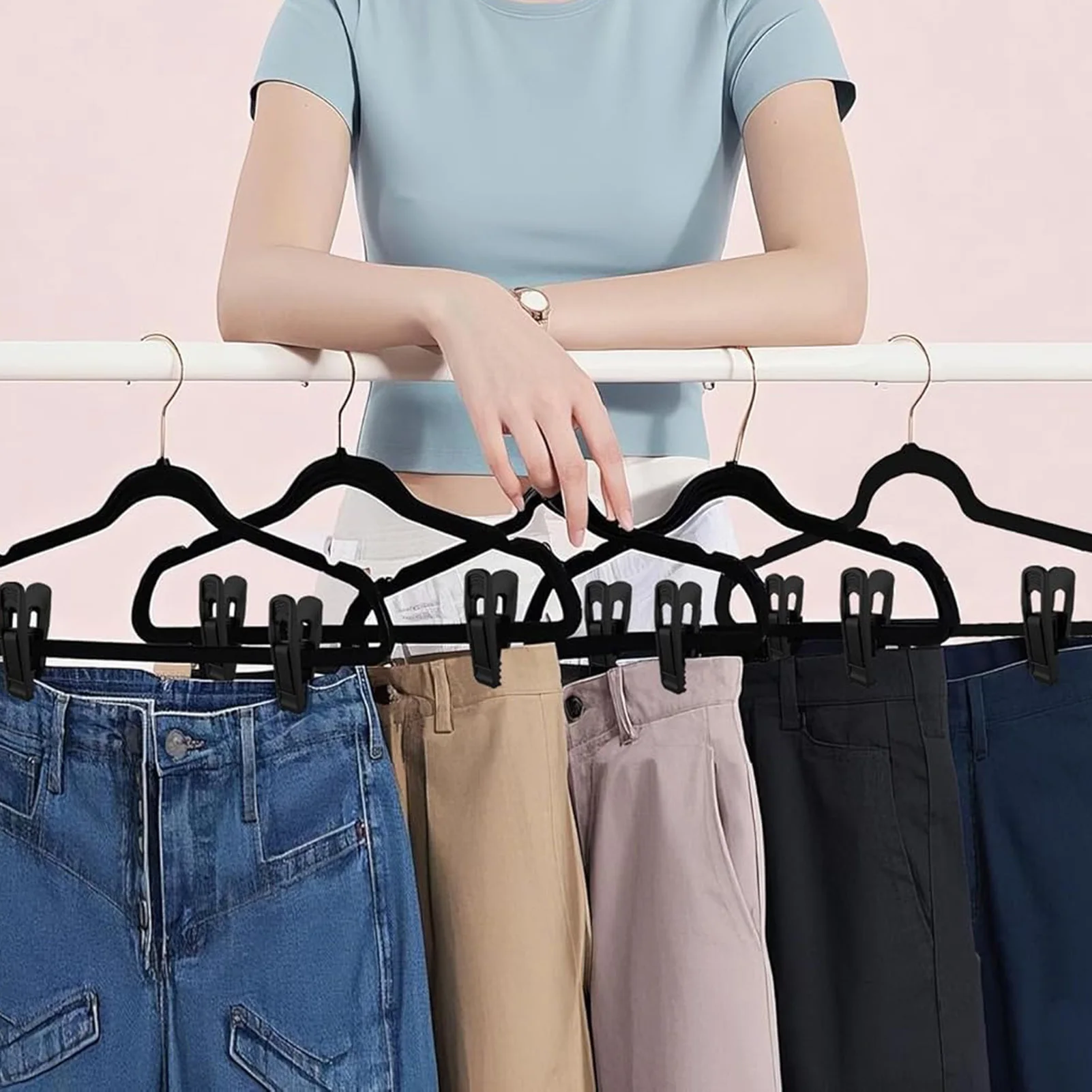 

20pcs Clothes Hangers Portable Plastic Clothespin For Outdoor Travel Camping Use Anti Slip Traceless Clothes Organizer Hooks