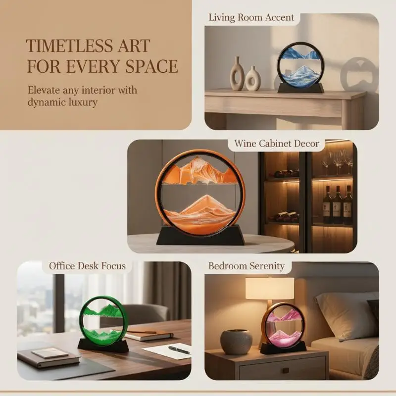 Stress Relief 3D Moving Sand Art Picture Quicksand Sandglass Art Decor for Office Work Desk Home Bedroom Decoration
