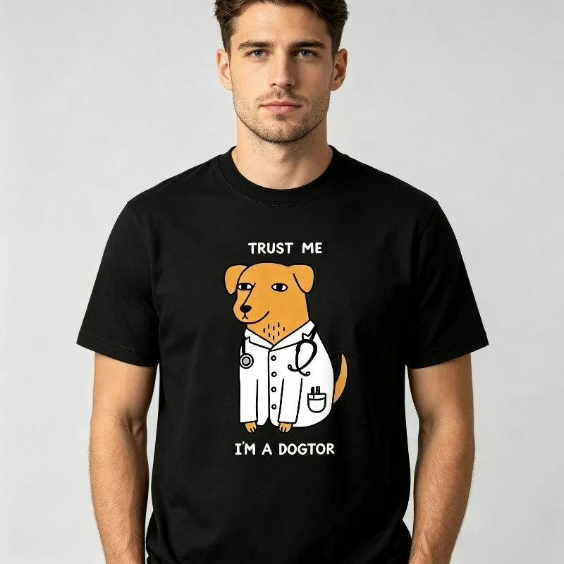 TRUST ME I’M A DOGTOR Funny Dog Doctor T-Shirt Men Casual  Short Sleeve Tee