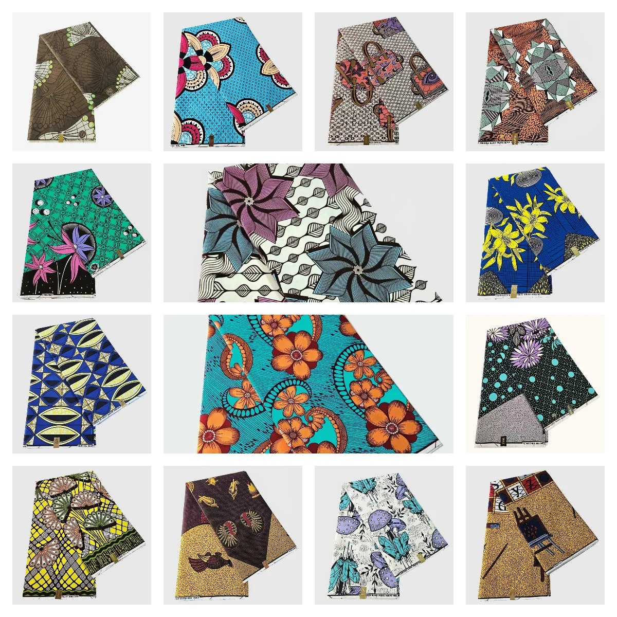 14 Patterns,Vibrant Prints African Wax Fabric for Summer Clothes Pants and Cushions Sofa,DIY Sewing Cotton Fabric-6 Yards R1111