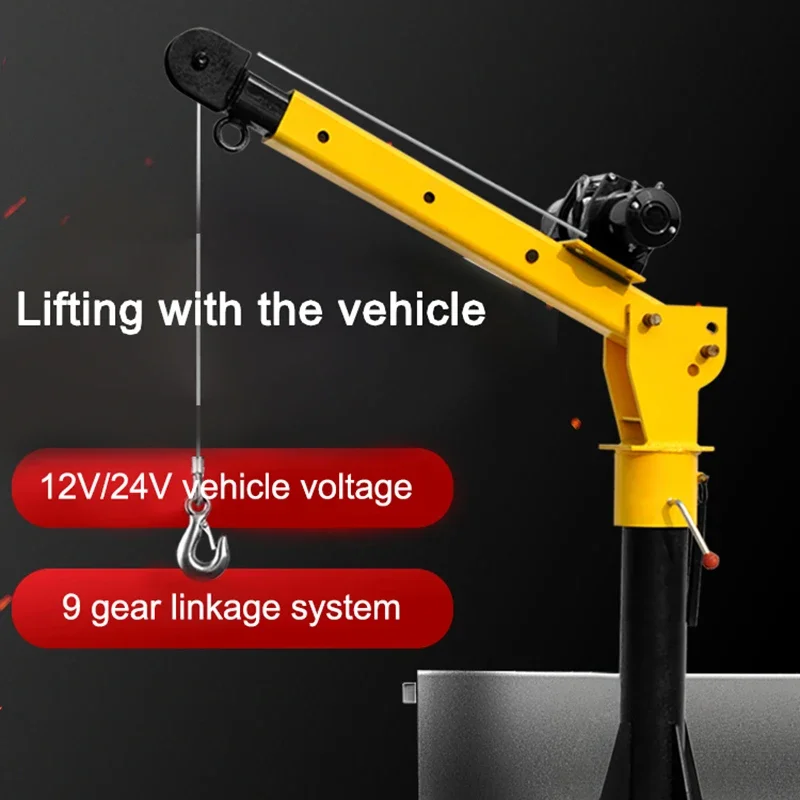 Vehicle crane 12V small crane truck with car crane 24V small crane 1 ton lifting cantilever crane