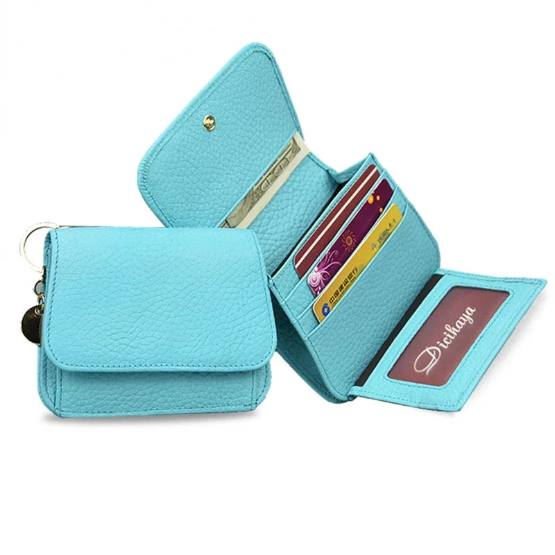 

New Women Genuine Leather Purses Female Cowhide Wallets Lady Small Coin Pocket RFID Card Holder Mini Clutch Money Bag