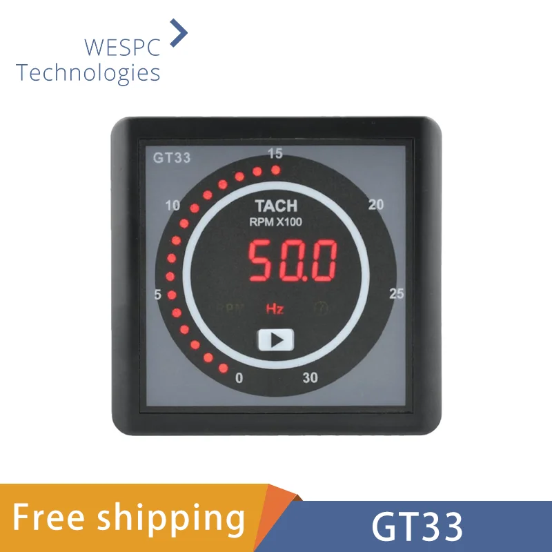 

Gt33 Intelligent Engine Tachometer Generator Meter Monitor RPM Frequency Hour LED Display Panel DC 8-36V