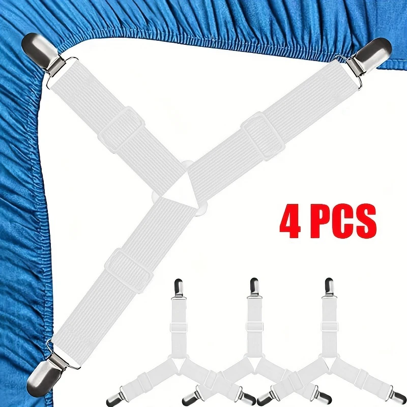 4 قطعة أصحاب غطاء سرير مثلث قابل للتعديل غطاء مرتبة مرنة حامل الزاوية كليب السرير القابضون الحمالة السحابات الأشرطة